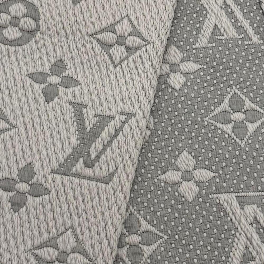 LOUIS VUITTON M74742 Echarpe Logomania Wool Silk Blend Gris Perle Fringe Stol... - Picture 4 of 7